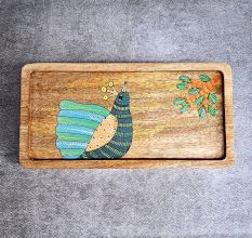 Handcrafted Mango Wood Peacock Hand Painted Tray